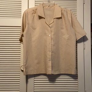 Seamstress Made Short Sleeved Button Down Checked Blouse
